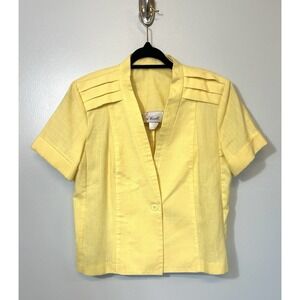 Vintage Butter Lemon Yellow‎ Blazer Jacket Size 14P Summer Cottagecore Granny